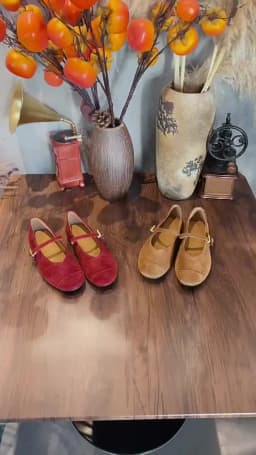 AIYUQI Women's Flat Shoes Genuine Leather 2026 New Spring Women's Mary Jane Shoes Red Literary Ballet Shoes Women