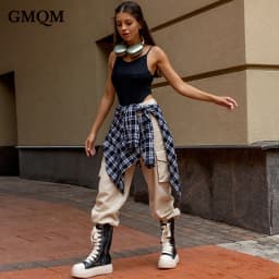 GMQM Women Knee High Boots Lace Up Zip High Heels Black Flat Platform Boots Round Toe Thick Sole Sneakers Outerwear Sport Shoes