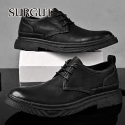 SURGUT New Genuine Leather Men Shoes Bussiness Working Flats High Quality Causal Soft Daily Comfort Male Footwear Shoes Men