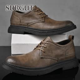 SURGUT New Genuine Leather Men Shoes Bussiness Working Flats High Quality Causal Soft Daily Comfort Male Footwear Shoes Men