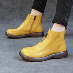 ZXRYXGS 2025 Autumn Winter Boots Women's Genuine Leather Boots Flat Heel Soft Sole Non-Slip Comfortable Short Boots Trendy Shoes