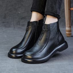 ZXRYXGS 2025 Autumn Winter Boots Women's Genuine Leather Boots Flat Heel Soft Sole Non-Slip Comfortable Short Boots Trendy Shoes