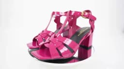 2024 New Summer Women's Lacquer Leather High Heel Open Toe Sandals Party Sexy Open Toe Fish Mouth Shoes Outdoor Anti Slip Sandal