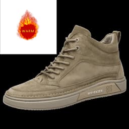 High End Brand Winter Hot Selling Men's High Top Shoes Street Trend Cotton Oxford Shoes Men's Genuine Leather Casual Shoes