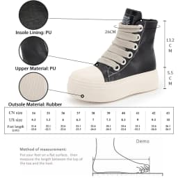 GMQM Fashion Women's New 2024 Ankle Boots Platform Pu Leather Black Shoes Round Toe Lace-Up College Student Flat Casual Shoes