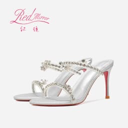 Rhinestone Heeled Sandals Red Shiny Bottoms Luxury Brand Hollow 2027 Elegant High Heels Sexy Slingbacks Ladies Shoes Women Shoes