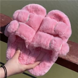 Women's Plush Slippers 2025 New Women's Winter Home Soft Plush Slippers Home Flat Indoor Shoes Ladies Flip-Flops