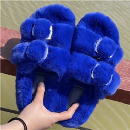 Women's Plush Slippers 2025 New Women's Winter Home Soft Plush Slippers Home Flat Indoor Shoes Ladies Flip-Flops