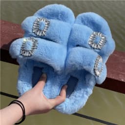 Women's Plush Slippers 2025 New Women's Winter Home Soft Plush Slippers Home Flat Indoor Shoes Ladies Flip-Flops