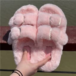 Women's Plush Slippers 2025 New Women's Winter Home Soft Plush Slippers Home Flat Indoor Shoes Ladies Flip-Flops