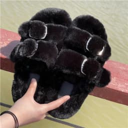 Women's Plush Slippers 2025 New Women's Winter Home Soft Plush Slippers Home Flat Indoor Shoes Ladies Flip-Flops