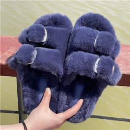 Women's Plush Slippers 2025 New Women's Winter Home Soft Plush Slippers Home Flat Indoor Shoes Ladies Flip-Flops