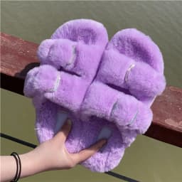 Women's Plush Slippers 2025 New Women's Winter Home Soft Plush Slippers Home Flat Indoor Shoes Ladies Flip-Flops