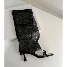 Handmade Design Square Toe Knee High Mesh Net Boots Sexy Summer High Heels Roman Gladiator Sandals Black Shoes Sandales Femme 39