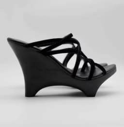 Vintage Strange Style Velvet Wedges Sandals Women's Summer Sexy Black/Wine Red High Heels Clog Mules Luxury Designer Party Shoes
