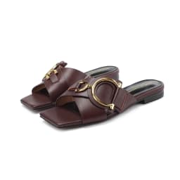 Women's Genuine Leather Slippers Summer Luxury Designer Outdoor Fashion Women's Shoes Low Heel Party Shoes Beach Shoes Large 44