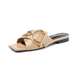 Women's Genuine Leather Slippers Summer Luxury Designer Outdoor Fashion Women's Shoes Low Heel Party Shoes Beach Shoes Large 44