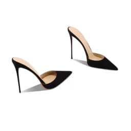 New sexy patent leather high-heeled pointed shallow mouth single shoe with patent leather toe cap, half drag size 33-46