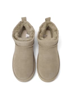 SmallHut Trend 2026 Winter Natural Cow Suede Punk Women Snow Boots Slip-On Ladies Antelope-Brown Black Platform Round Toe Boots
