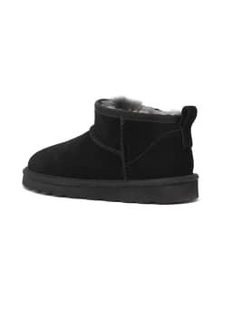 SmallHut Trend 2026 Winter Natural Cow Suede Punk Women Snow Boots Slip-On Ladies Antelope-Brown Black Platform Round Toe Boots
