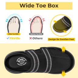 Fitville Wide Toe Men's Diabetic Sandals Soft Breathable Slippers Fashion Walking Shoes Slip On Clog Flips Flops For Fasciitic