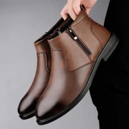 CLOHOO Handmade Men's Boots Business Casual Cowhide High-Top Chelsea Boots Zipper Men's Shoes Leather Ankle Boots