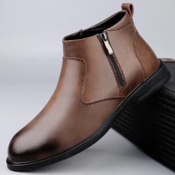 CLOHOO Handmade Men's Boots Business Casual Cowhide High-Top Chelsea Boots Zipper Men's Shoes Leather Ankle Boots