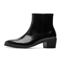 Men's Pointed Toe Chelsea Boots Black Brown Leather Ankle Boots Side Zipper Block Heel Dress Shoes Business Formal Footwear 2026