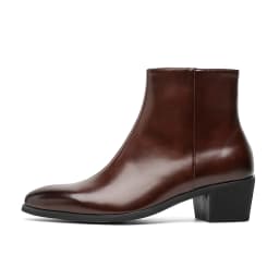 Men's Pointed Toe Chelsea Boots Black Brown Leather Ankle Boots Side Zipper Block Heel Dress Shoes Business Formal Footwear 2026