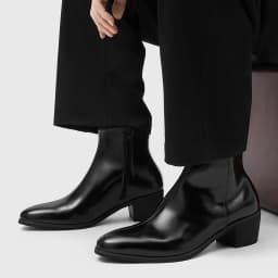 Men's Pointed Toe Chelsea Boots Black Brown Leather Ankle Boots Side Zipper Block Heel Dress Shoes Business Formal Footwear 2026