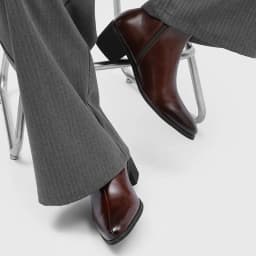 Men's Pointed Toe Chelsea Boots Black Brown Leather Ankle Boots Side Zipper Block Heel Dress Shoes Business Formal Footwear 2026