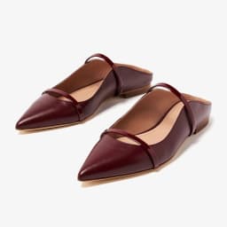 Arden Furtado Summer Burgundy One-word Band Mules Pointed Toe Shallow Pull-on Mixed Colors Fashion Flats Slippers
