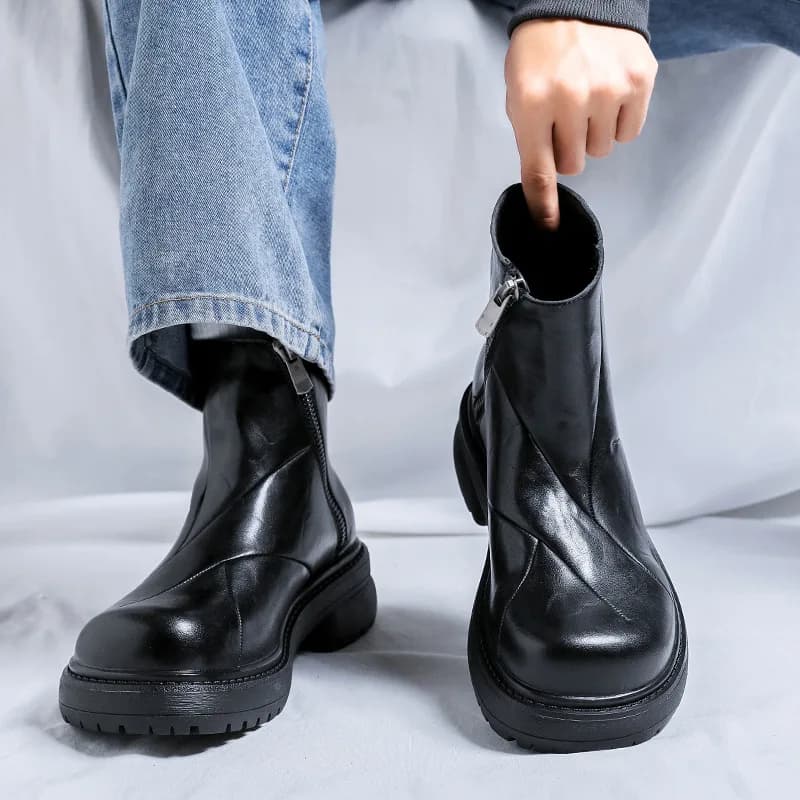 big size mens casual hip hop rock chelsea boots designer genuine leather shoes cowboy platform boot cool autumn winter botas man