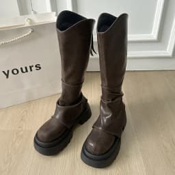 Thick soled long tube boots 2025 new autumn and winter high tube boots V-mouth pants boots stack boots knight boots