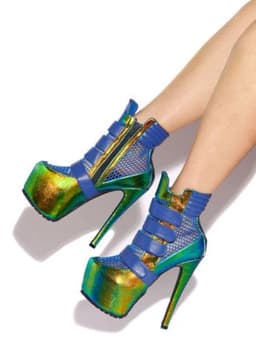 Platform Net Shinback Leather Ankle Boots Sexy Pointed Toe Thin Heel Hook New Arrival Autumm/Winter Modern Boots