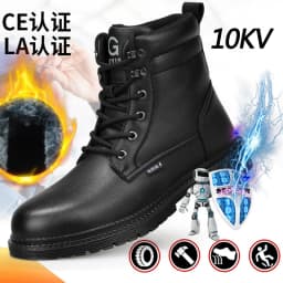 Men Leather Boots Warm Winter Boots Safety Shoes Men Waterproof Work Boots Puncture-Proof Indestructible Shoes Security Boots