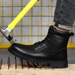 Men Leather Boots Warm Winter Boots Safety Shoes Men Waterproof Work Boots Puncture-Proof Indestructible Shoes Security Boots