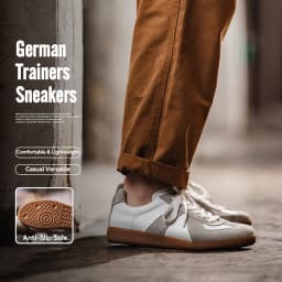 Maden Vintage Patchwork German Trainer Sneakers Unisex Summer Sports Casual Shoes Split Leather Lace-up Outdoor Flat Shoes
