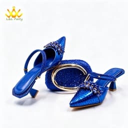 2026 Autumn New Arrivals Royal Blue Color Shoes and Bag Set Special Design Fashion for Wedding Party