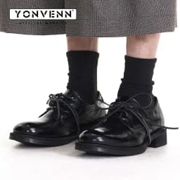 Black whole shoe washed cowhide round toe handmade derby leather shoes men's thick soled casual formal commuting