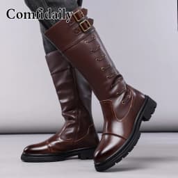 Men's High-Top Boots British Style Fashionable Comfortable Long Tube Boots Soft Non-Slip Men's Footwear-C1308