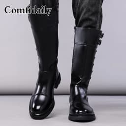 Men's High-Top Boots British Style Fashionable Comfortable Long Tube Boots Soft Non-Slip Men's Footwear-C1308