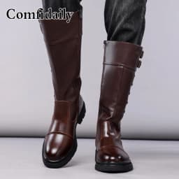 Men's High-Top Boots British Style Fashionable Comfortable Long Tube Boots Soft Non-Slip Men's Footwear-C1308