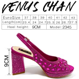 2026 Chic Fuchsia Peep Toe Heels with Sparkling Diamond Accents - Italian Designed Matching Pump and Bag Set for Stunning Party