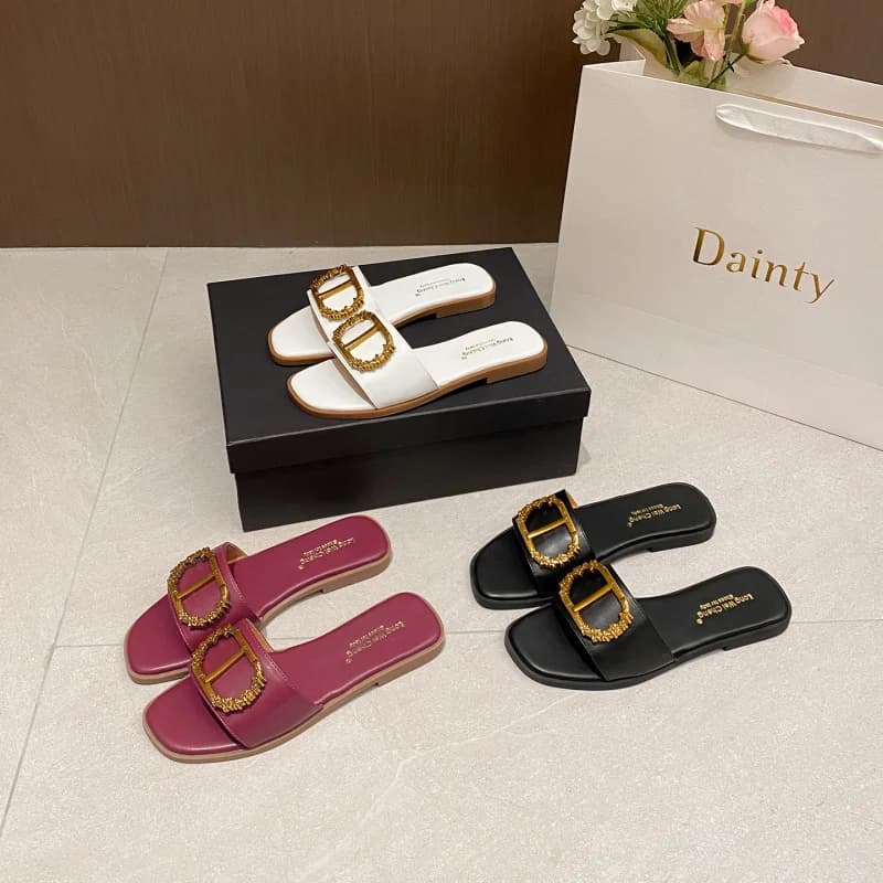 Women's New Summer Round Buckle Slippers, Elegant Casual Fashion, Lightweight Cool Feeling Non-Slip Slide Sandals