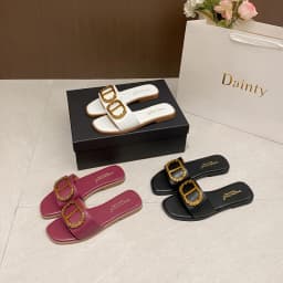 Women's New Summer Round Buckle Slippers, Elegant Casual Fashion, Lightweight Cool Feeling Non-Slip Slide Sandals