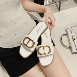 Women's New Summer Round Buckle Slippers, Elegant Casual Fashion, Lightweight Cool Feeling Non-Slip Slide Sandals