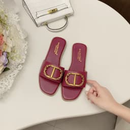 Women's New Summer Round Buckle Slippers, Elegant Casual Fashion, Lightweight Cool Feeling Non-Slip Slide Sandals