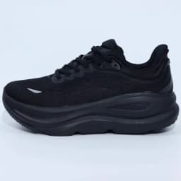 Men Women All Black Knit Running Shoes, Breathable Mesh Thick Cushion Platform Sneakers, Shock Absorbing Non Slip Lightweight Athletic Jogging Walking Trainers Unisex