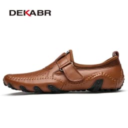 DEKABR Fashion Loafer Shoes Men Genuine Leather Soft Comfy Slip-on Moccasins Handmade Man Casual Shoes Drive Walk Luxury Leisure